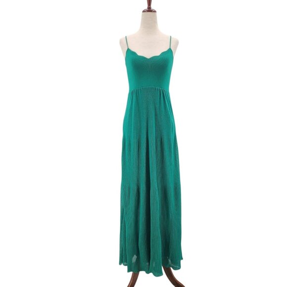 Sandro Paris Womens 6 - 38 Dress Roxana Maxi Scalloped Green Knit Cocktail Party - Picture 1 of 12